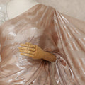 Rose Gold Brown Premium French Silk Chiffon Saree With Metallic Abstract Woven Design 5.5 Mtrs Length 110 Cms Width, Made in France and  Blouse Not Included-D27228
