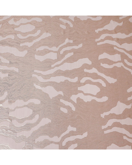 Rose Gold Premium Pure Silk Chiffon Fabric with Metallic Lurex Design 110 Cms Width, Made in France-D25838