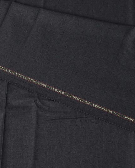 Charcoal Grey Loro Piana Super 170’s Extrafine Wool Italian Suiting Fabric, Width 150 Cms, Length 3.75 Mtrs, Made in Italy-D26051