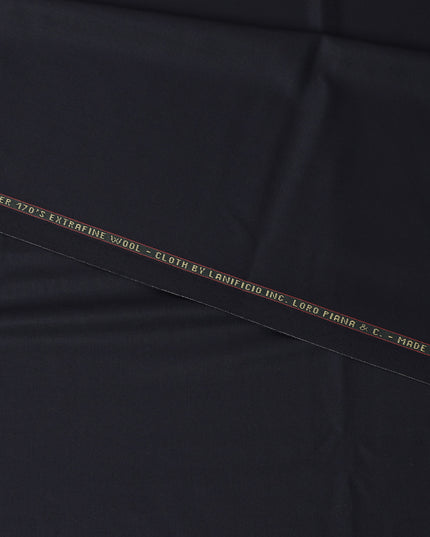 Midnight Black Loro Piana Super 170’s Extrafine Wool Italian Suiting Fabric, Width 150 Cms, Length 3.75 Mtrs, Made in Italy-D26054