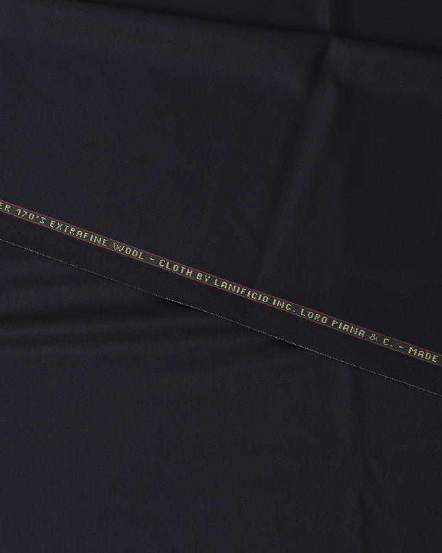 Midnight Black Loro Piana Super 170’s Extrafine Wool Italian Suiting Fabric, Width 150 Cms, Length 3.75 Mtrs, Made in Italy-D26054