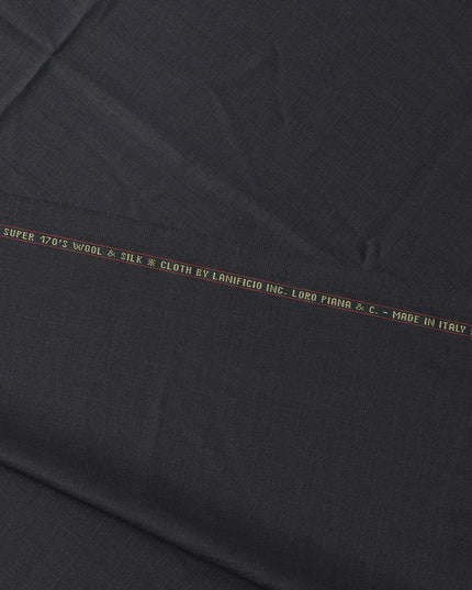 Charcoal Grey Loro Piana Super 170’s Wool & Silk Italian Suiting Fabric, Width 150 Cms, Length 3.75 Mtrs, Made in Italy-D26039
