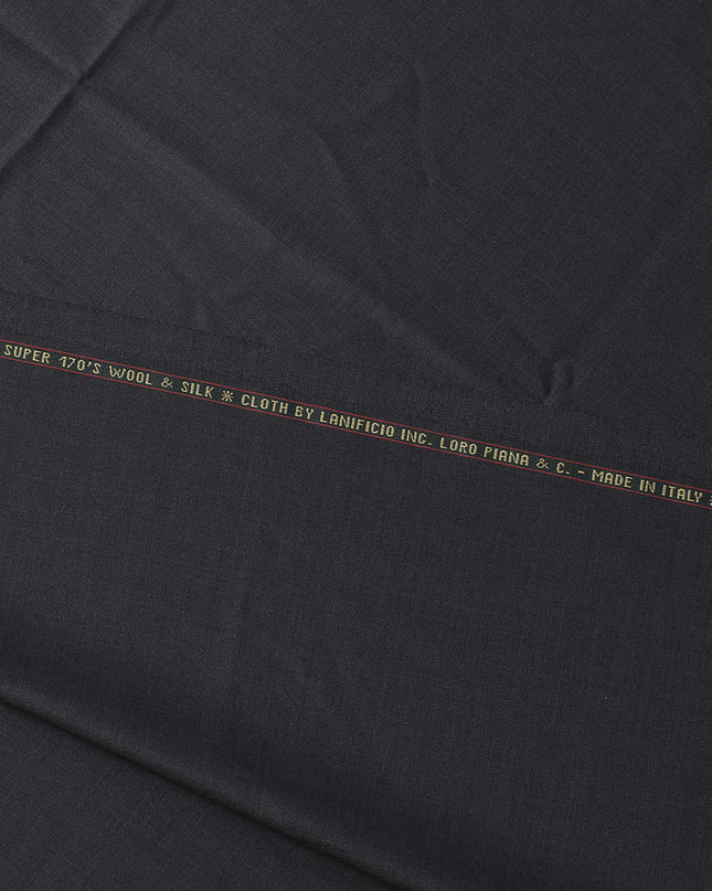 Charcoal Grey Loro Piana Super 170’s Wool & Silk Italian Suiting Fabric, Width 150 Cms, Length 3.75 Mtrs, Made in Italy-D26039