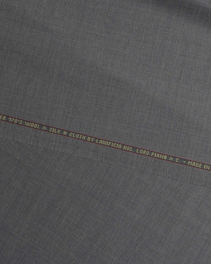 Steel Grey Loro Piana Super 170’s Wool & Silk Italian Suiting Fabric, Width 150 Cms, Length 3.75 Mtrs, Made in Italy-D26040