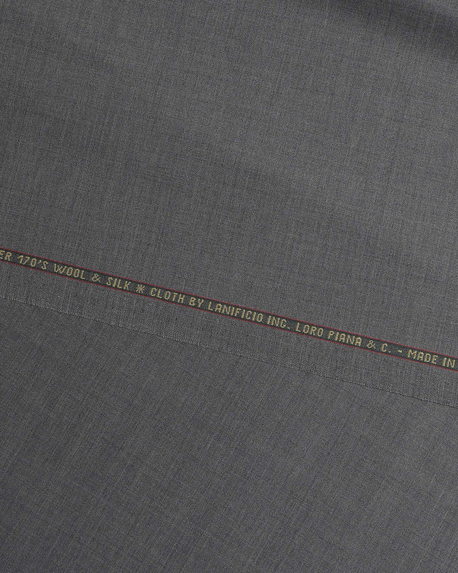 Steel Grey Loro Piana Super 170’s Wool & Silk Italian Suiting Fabric, Width 150 Cms, Length 3.75 Mtrs, Made in Italy-D26040