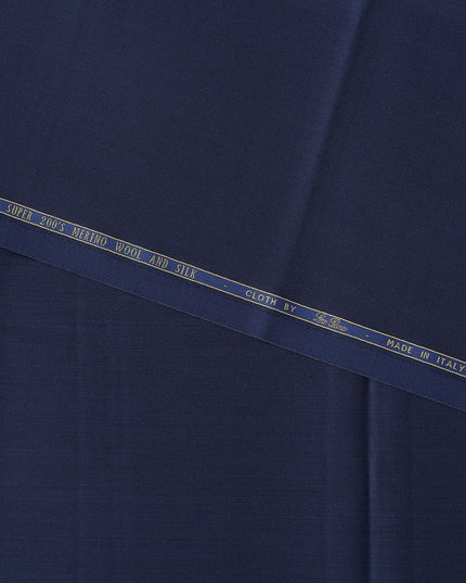 Royal Blue Loro Piana Super 200’s Merino Wool & Silk Italian Suiting Fabric, Width 150 Cms, Length 3.75 Mtrs, Made in Italy-D26043