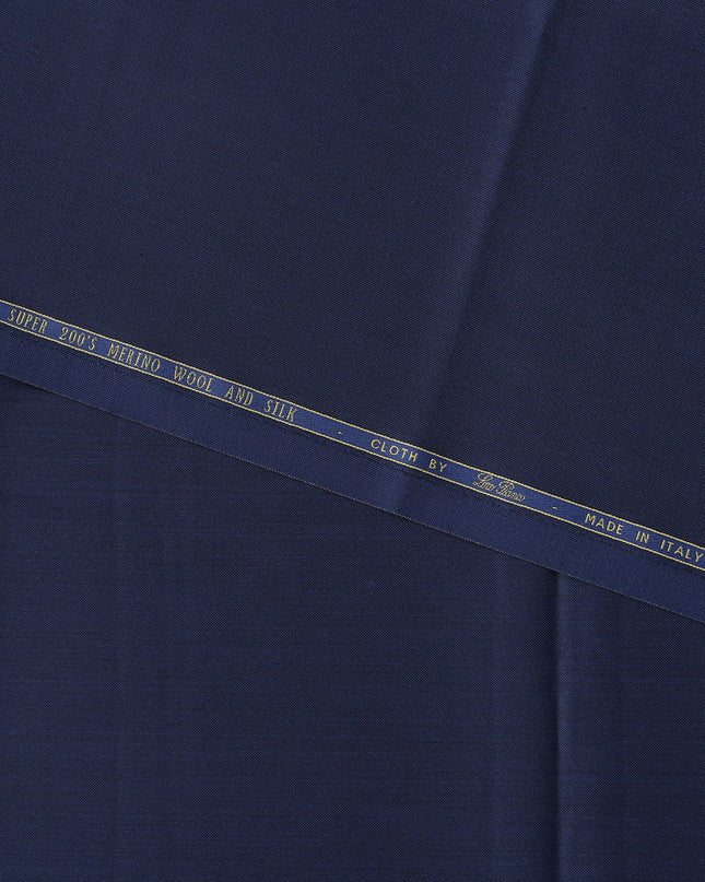 Royal Blue Loro Piana Super 200’s Merino Wool & Silk Italian Suiting Fabric, Width 150 Cms, Length 3.75 Mtrs, Made in Italy-D26043