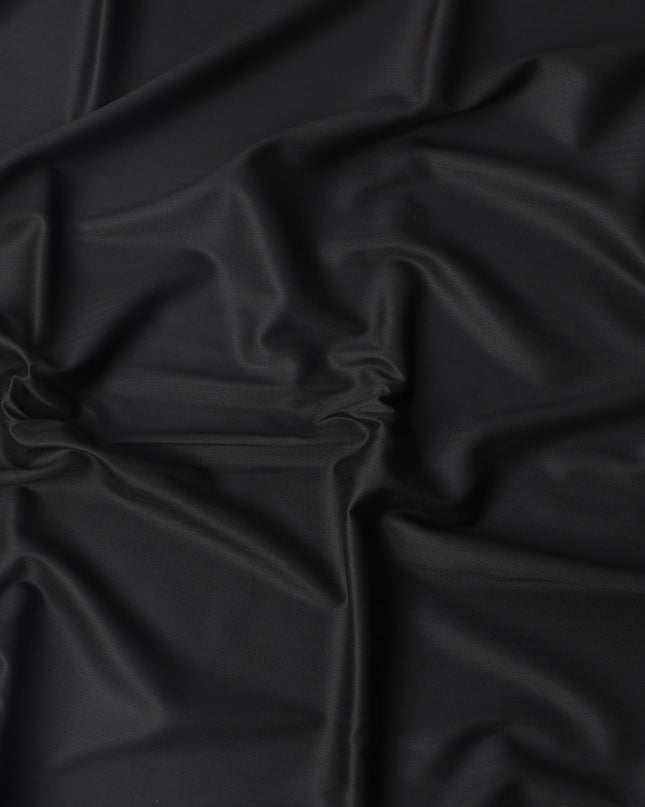 Jet Black Loro Piana Super 200’s Merino Wool & Silk Italian Suiting Fabric, Width 150 Cms, Length 3.75 Mtrs, Made in Italy-D26044