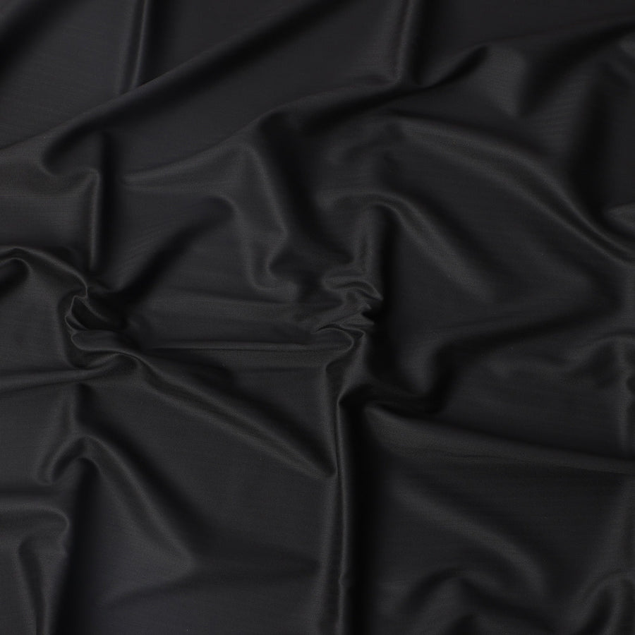 Jet Black Loro Piana Super 200’s Merino Wool & Silk Italian Suiting Fabric, Width 150 Cms, Length 3.75 Mtrs, Made in Italy-D26044