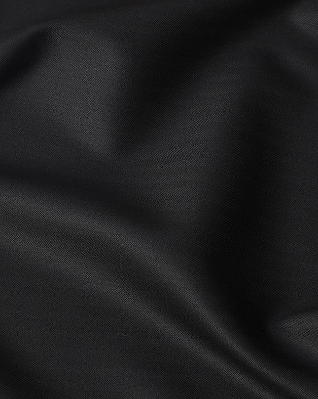 Jet Black Loro Piana Super 200’s Merino Wool & Silk Italian Suiting Fabric, Width 150 Cms, Length 3.75 Mtrs, Made in Italy-D26044
