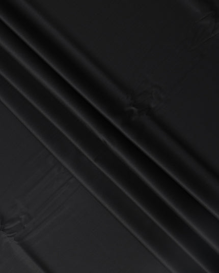 Jet Black Loro Piana Super 200’s Merino Wool & Silk Italian Suiting Fabric, Width 150 Cms, Length 3.75 Mtrs, Made in Italy-D26044