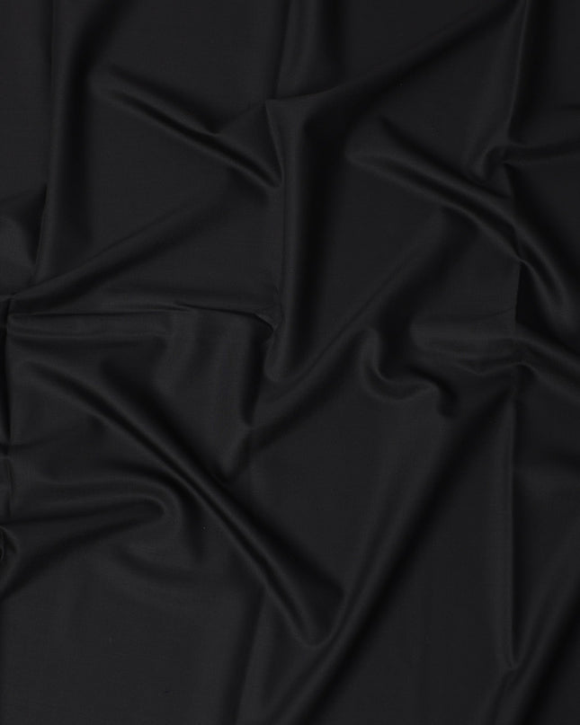 Deep Black Loro Piana Super 150’s Merino Wool Italian Suiting Fabric, Width 150 Cms, Length 3.75 Mtrs, Made in Italy-D26047