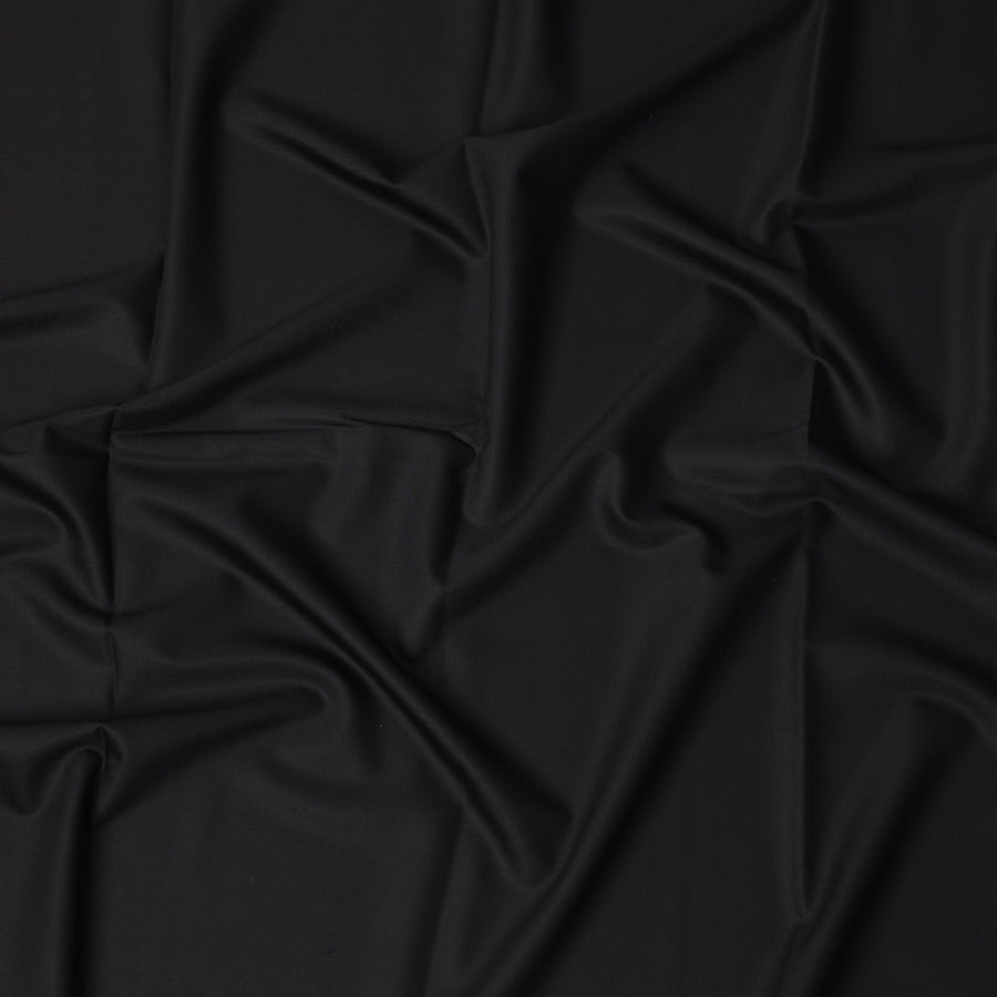 Deep Black Loro Piana Super 150’s Merino Wool Italian Suiting Fabric, Width 150 Cms, Length 3.75 Mtrs, Made in Italy-D26047