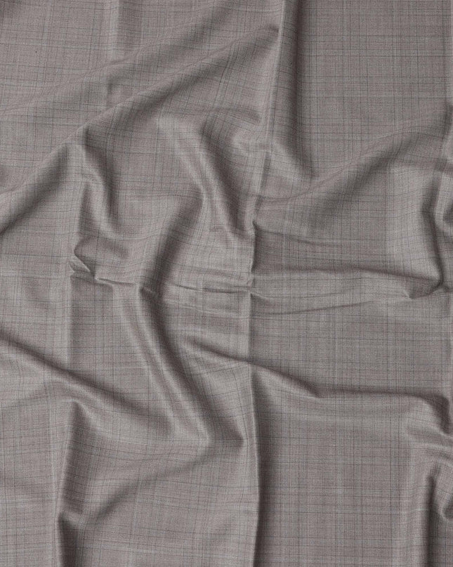 Light Brown Checkered Loro Piana Super 150’s Merino Wool Italian Suiting Fabric, Width 150 Cms, Length 3.75 Mtrs, Made in Italy-D26049