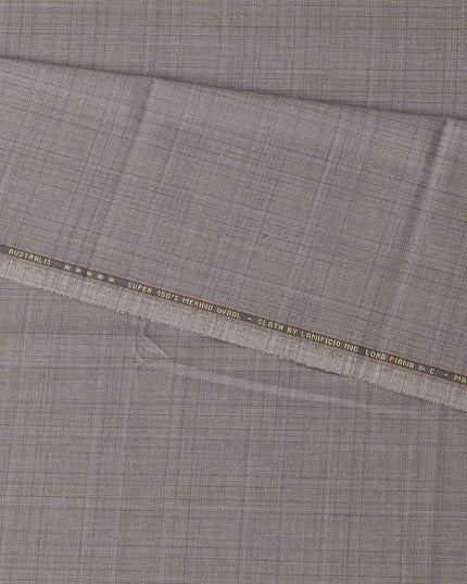 Light Brown Checkered Loro Piana Super 150’s Merino Wool Italian Suiting Fabric, Width 150 Cms, Length 3.75 Mtrs, Made in Italy-D26049