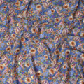 Blue Floral Printed Cotton Lawn Fabric Soft Lightweight Dressmaking Sewing Material 4.0 Meters Length 110 Cms Width India-D27642