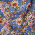 Blue Floral Printed Cotton Lawn Fabric Soft Lightweight Dressmaking Sewing Material 4.0 Meters Length 110 Cms Width India-D27642