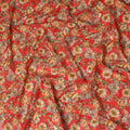 Red Floral Printed Cotton Lawn Fabric All Over Blooming Flower Design Soft Sewing Material 4.0 Meters Length 110 Cms Width India-D27648