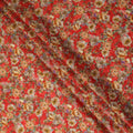 Red Floral Printed Cotton Lawn Fabric All Over Blooming Flower Design Soft Sewing Material 4.0 Meters Length 110 Cms Width India-D27648