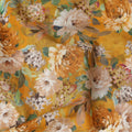 Mustard Yellow Floral Printed Cotton Lawn Fabric All Over Blooming Flower Design Soft Sewing Material 4.0 Meters Length 110 Cms Width India-D27649