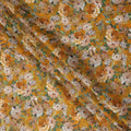 Mustard Yellow Floral Printed Cotton Lawn Fabric All Over Blooming Flower Design Soft Sewing Material 4.0 Meters Length 110 Cms Width India-D27649
