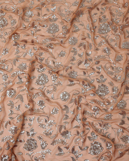 Blush Peach Pure Silk Chiffon Fabric 110cm