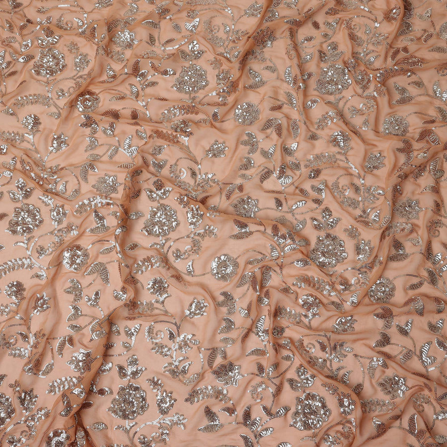 Blush Peach Pure Silk Chiffon Fabric 110cm