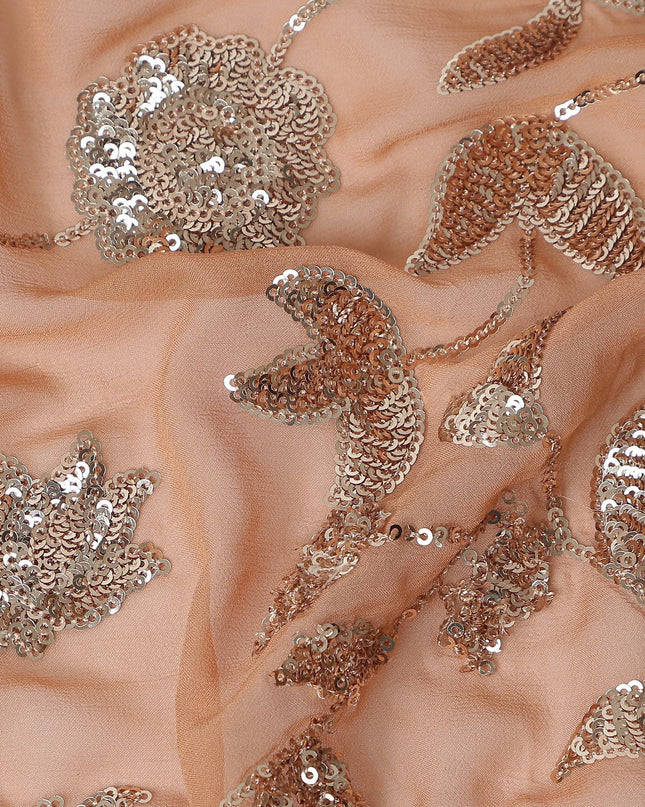 Blush Peach Pure Silk Chiffon Fabric 110cm