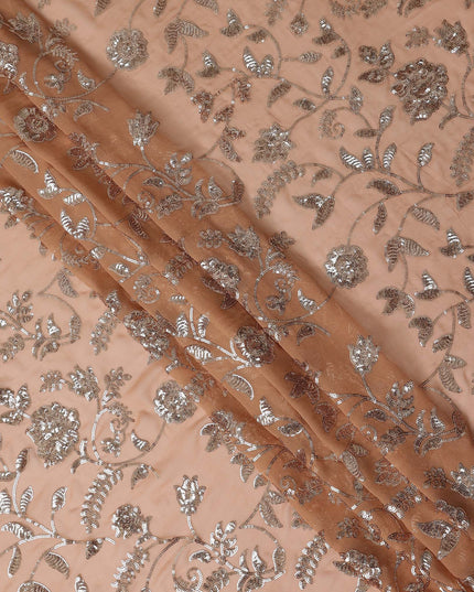Blush Peach Pure Silk Chiffon Fabric 110cm