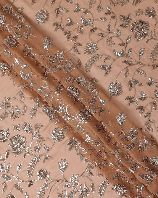 Blush Peach Pure Silk Chiffon Fabric 110cm