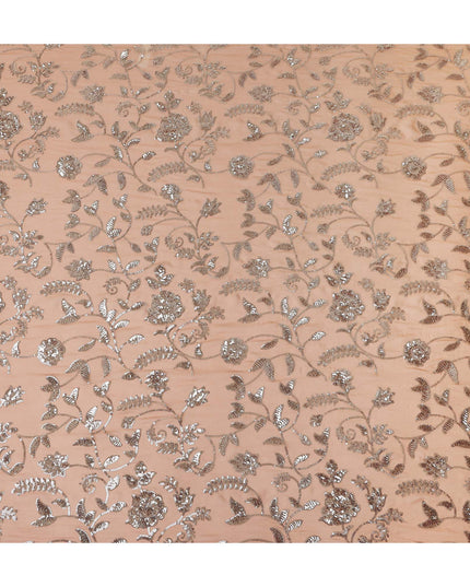 Blush Peach Pure Silk Chiffon Fabric 110cm