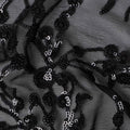 Onyx Black Pure Silk Chiffon Fabric 110cm