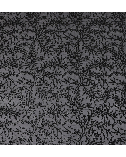 Onyx Black Pure Silk Chiffon Fabric 110cm