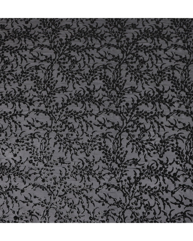 Onyx Black Pure Silk Chiffon Fabric 110cm