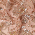 Dusty Rose Floral Bead & Sequin Embroidered Premium Pure Silk Chiffon Fabric 110 Cms Width South Korea-D28210 - Regal Fabrics