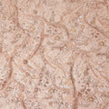 Peach Pink Floral Bead & Sequin Embroidered Premium Pure Silk Chiffon Fabric 110 Cms Width South Korea-D28206 - Regal Fabrics