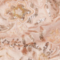 Peach Pink Floral Bead & Sequin Embroidered Premium Pure Silk Chiffon Fabric 110 Cms Width South Korea-D28206 - Regal Fabrics