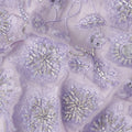 Lavender Floral Bead & Sequin Embroidered Premium Pure Silk Chiffon Fabric 110 Cms Width South Korea-D28209 - Regal Fabrics