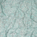 Mint Green Floral Bead & Sequin Embroidered Premium Pure Silk Chiffon Fabric 110 Cms Width South Korea-D28208 - Regal Fabrics