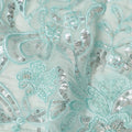 Mint Green Floral Bead & Sequin Embroidered Premium Pure Silk Chiffon Fabric 110 Cms Width South Korea-D28208 - Regal Fabrics