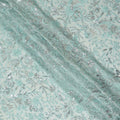 Mint Green Floral Bead & Sequin Embroidered Premium Pure Silk Chiffon Fabric 110 Cms Width South Korea-D28208 - Regal Fabrics
