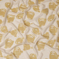 Gold Pure Silk Chiffon Fabric with Metallic Lurex Swirl Design, 110 Cms Width, Made in South Korea-D25930
