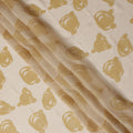 Gold Pure Silk Chiffon Fabric with Metallic Lurex Swirl Design, 110 Cms Width, Made in South Korea-D25930