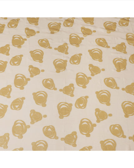 Gold Pure Silk Chiffon Fabric with Metallic Lurex Swirl Design, 110 Cms Width, Made in South Korea-D25930