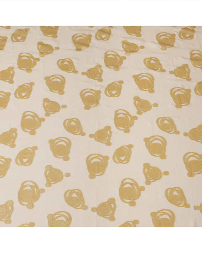 Gold Pure Silk Chiffon Fabric with Metallic Lurex Swirl Design, 110 Cms Width, Made in South Korea-D25930