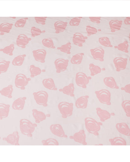 Baby Pink Pure Silk Chiffon Fabric with Metallic Lurex Swirl Design, 110 Cms Width, Made in South Korea-D25928