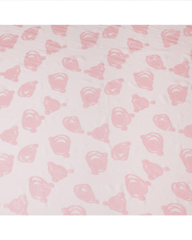 Baby Pink Pure Silk Chiffon Fabric with Metallic Lurex Swirl Design, 110 Cms Width, Made in South Korea-D25928