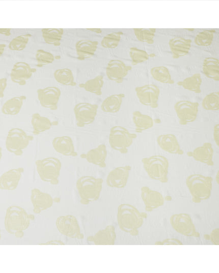 Light Green Pure Silk Chiffon Fabric with Metallic Lurex Swirl Design, 110 Cms Width, Made in South Korea-D25926