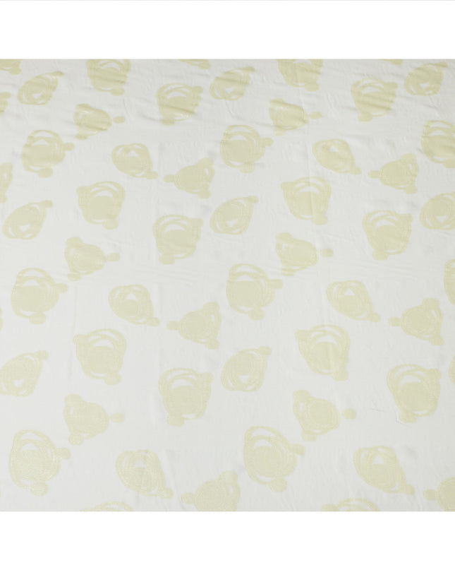 Light Green Pure Silk Chiffon Fabric with Metallic Lurex Swirl Design, 110 Cms Width, Made in South Korea-D25926