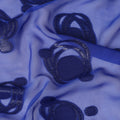 Royal Blue Pure Silk Chiffon Fabric with Metallic Lurex Swirl Design, 110 Cms Width, Made in South Korea-D25929